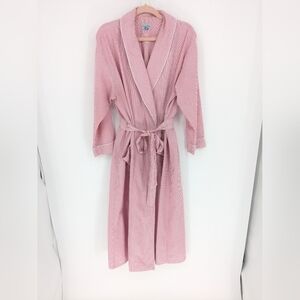 Lanz of Salzburg Red White Striped Robe Monogrammed LS Womens Medium Vintage VTG